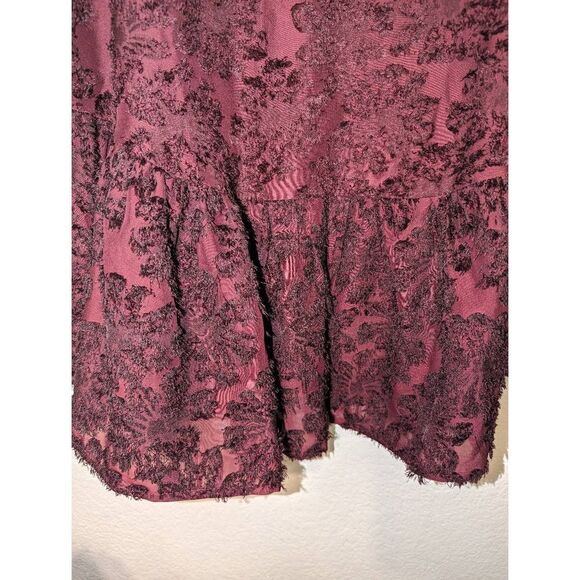 Women's Altar'd State Floral Peplum Burgundy Top Size L - Picture 3 of 11
